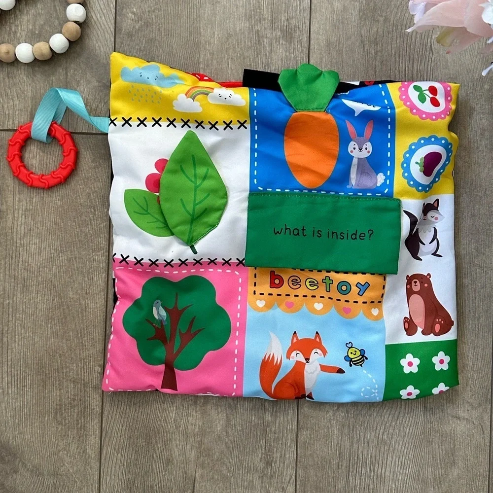 Baby Tummy Time / Car Ride / Sensory Crinkly Double Sided High Contrast Toy